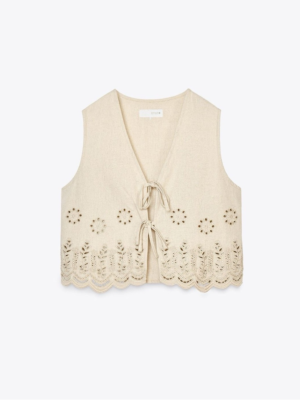 NWT Zara Linen-Blend Vest with Embroidery Size XS